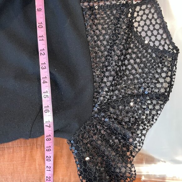 Aidan By Adrianna Papell Black Mesh Long Sleeve Sheath Dress Size 12 - Picture 6 of 9